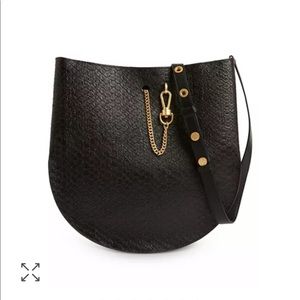 All Saints Beaumont hobo bag black python